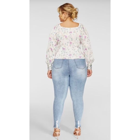 FTF Floral Print Tie Front Blouse - Picture 2 of 14